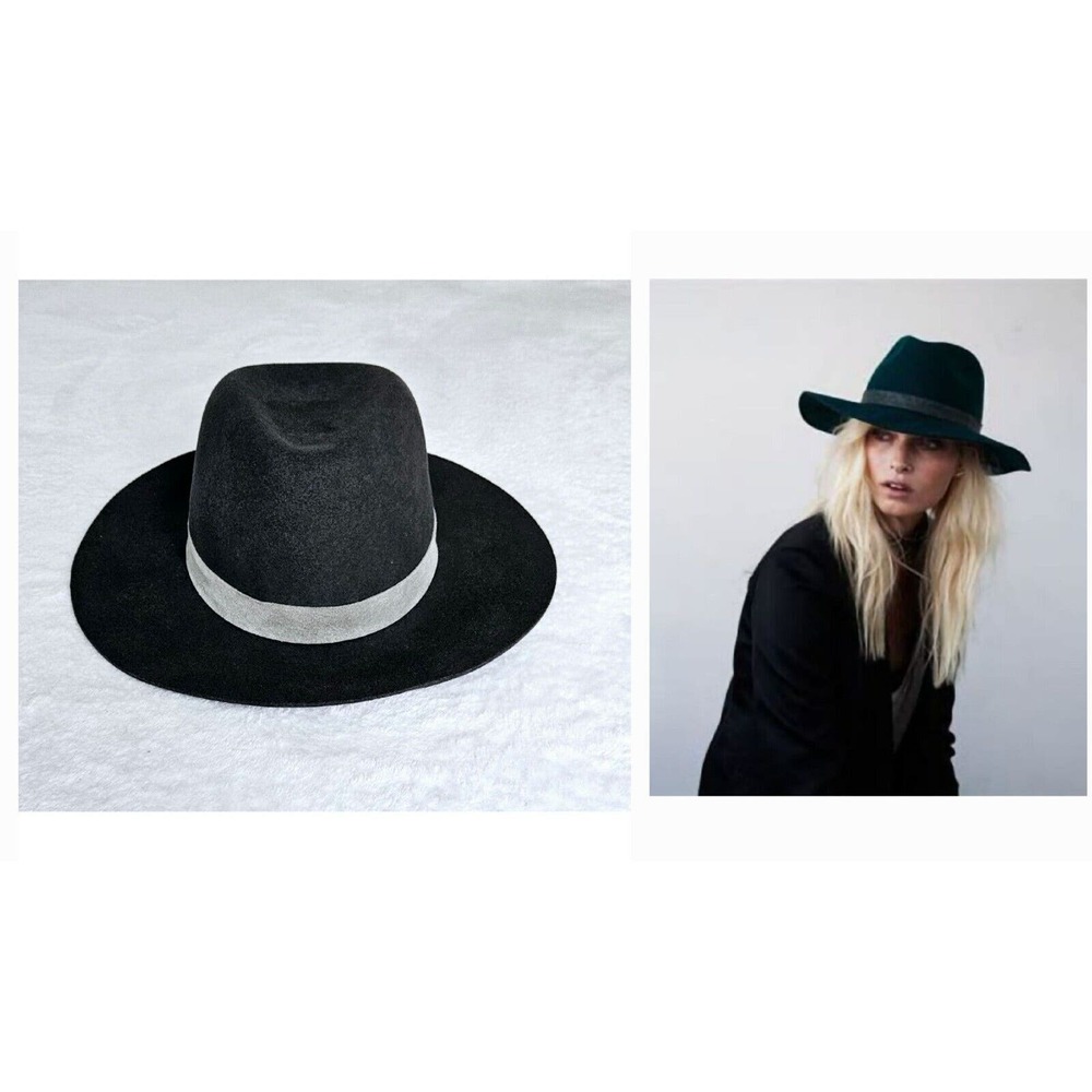 JANESSA LEONE goop fave! wool felt suede-band travel intermix fedora hat $310 m - Picture 11 of 11